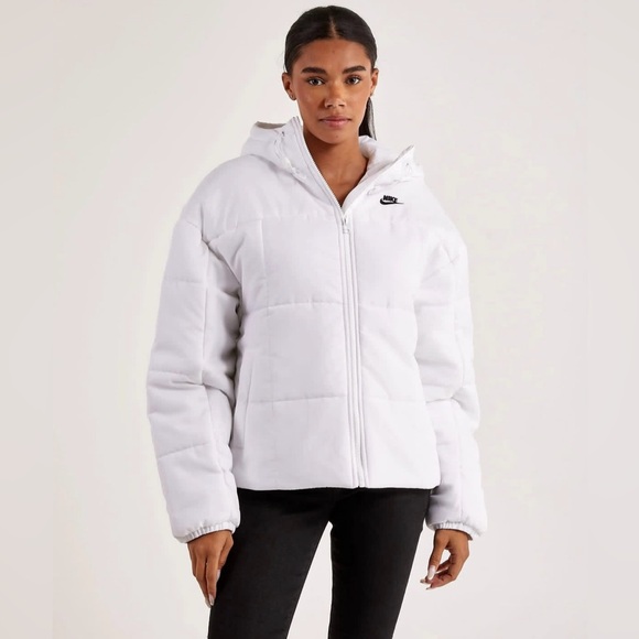 Nike Sportswear 💅 Therma-Fit  White Puffer Loose Fit Jacket Coat Size M NWT - Picture 2 of 14